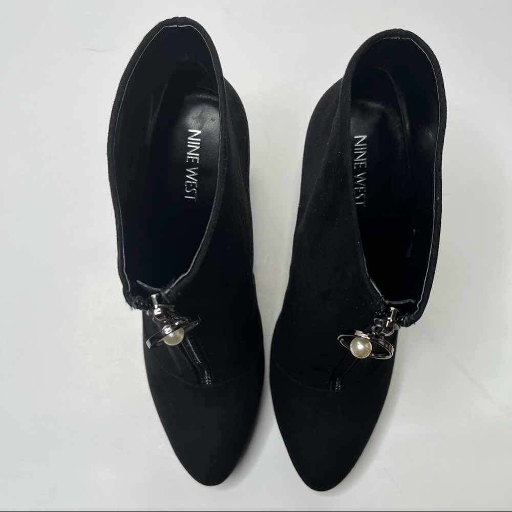 NWB Nine West Black Suede Booties | Heeled Boots - Picture 5 of 9